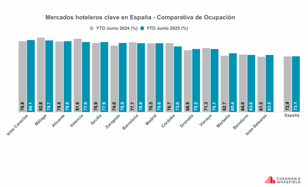 datos ocupación hotelera primer semestre 2025