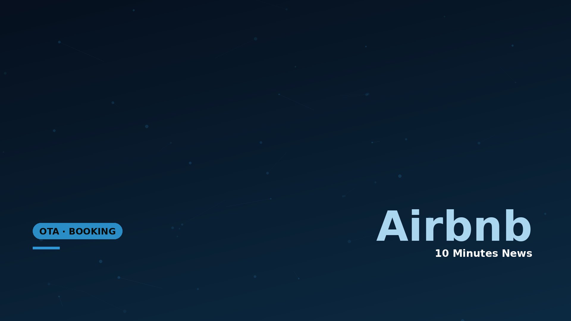Dark blue gradient banner with subtle network dots and lines; large light-blue 'Airbnb' text on the right and an 'OTA • BOOKING' badge on the left.