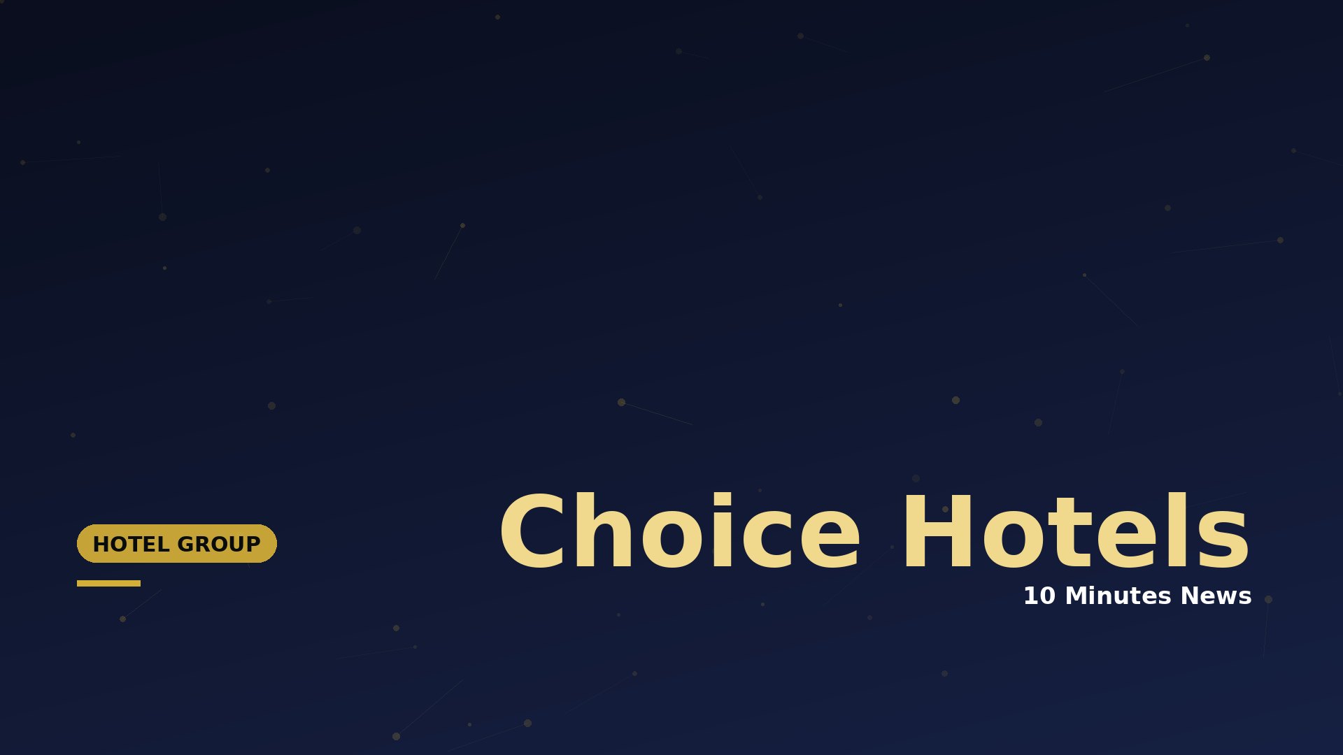 Hero banner: navy gradient background with a gold 'Hotel Group' badge on the left and large beige 'Choice Hotels' text.