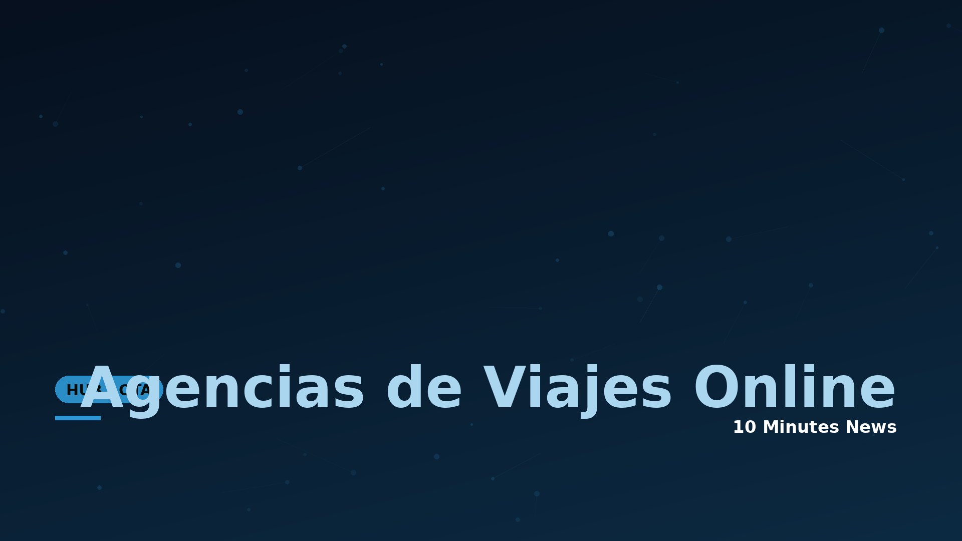 Dark blue gradient banner with large light-blue text 'Agencias de Viajes Online' and small '10 Minutes News' text on the right edge.