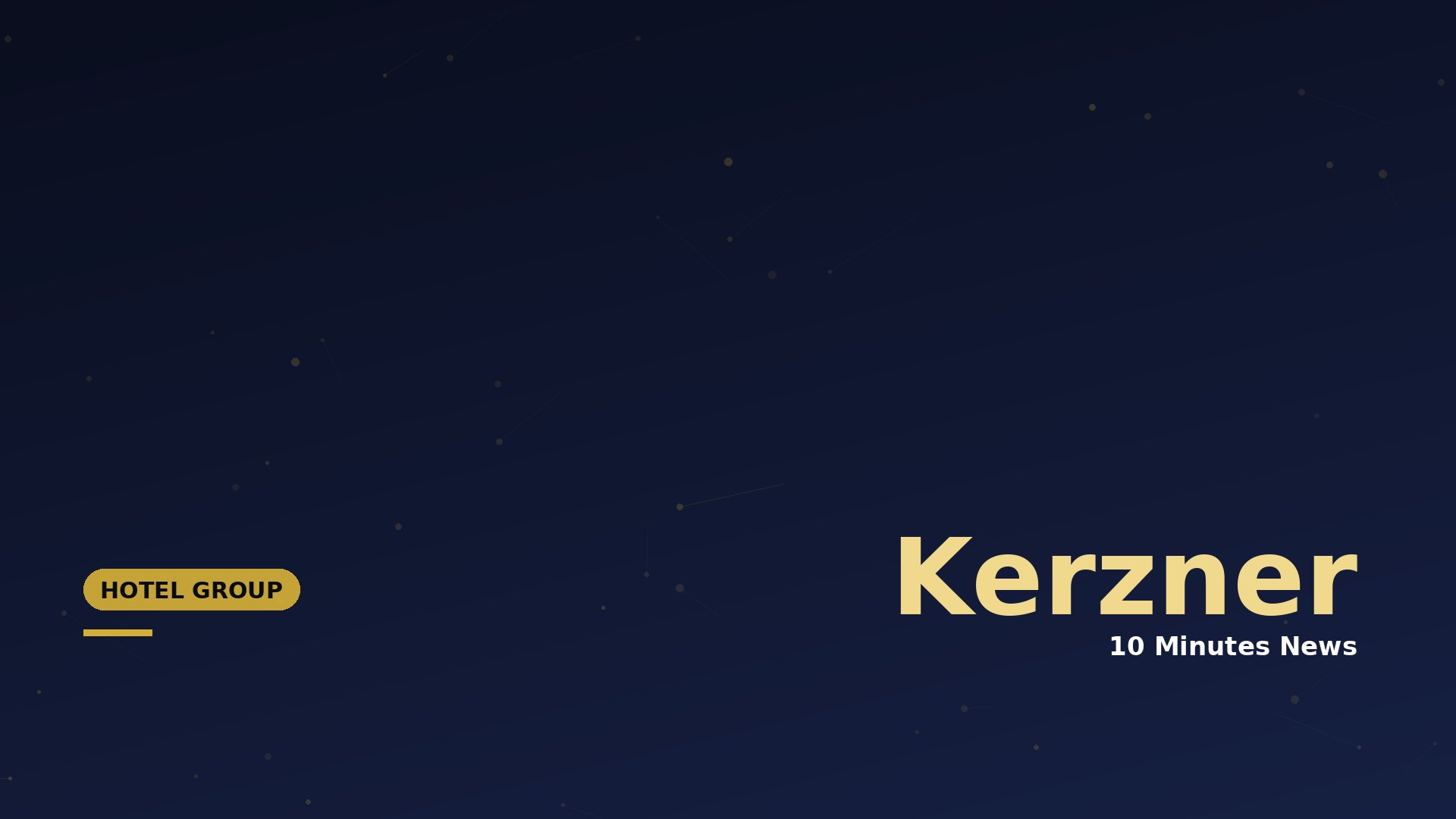 Dark blue gradient banner with 'Kerzner' in gold on the right and a yellow rounded 'HOTEL GROUP' badge on the left.